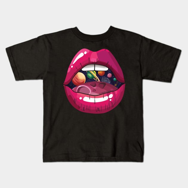 Psychedelic Lips Kids T-Shirt by ThreadWeird Apparel Company